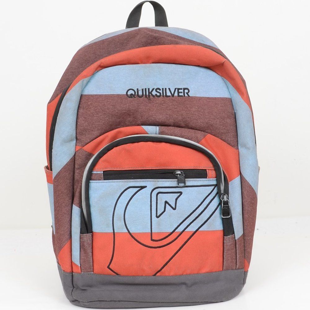 Quicksilver Schoolie Unisex Orange Brown Blue 16" Backpack Skater Streetwear
